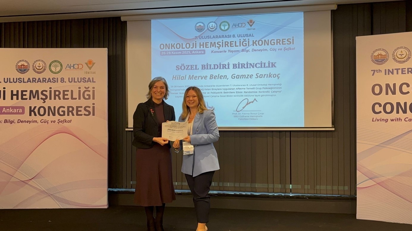 Arş. Gör. Dr. Hilal Merve BELEN'e Deneysel Çalışma Sözel Bildiri Birincilik Ödülü Layık Görüldü