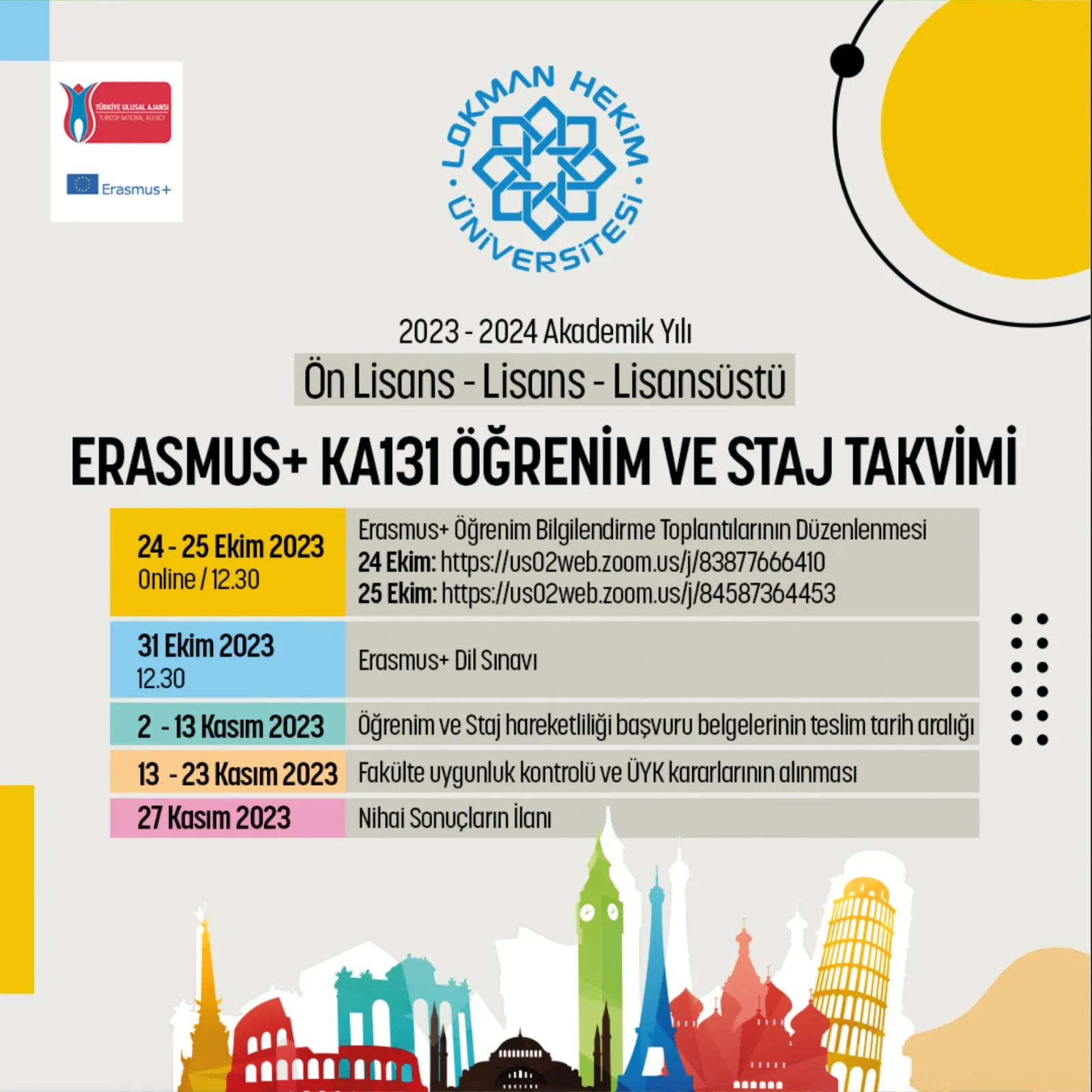 2023-2024 Akademik Yılı Erasmus+ Öğrenim Ve Staj Hareketliliği
