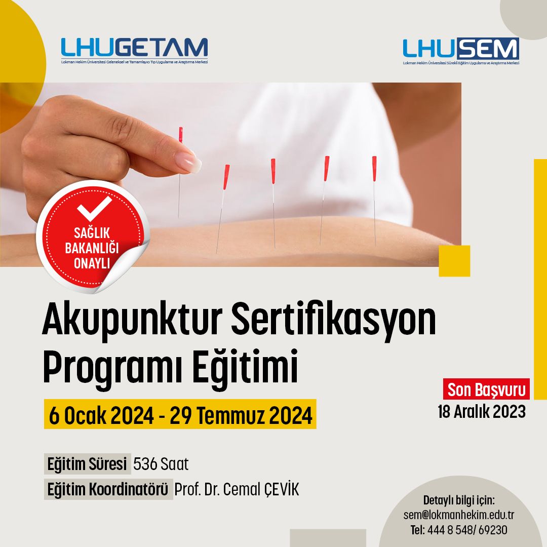 Sağlık Bakanlığı Onaylı Akupunktur Sertifikasyon Programı Eğitimi