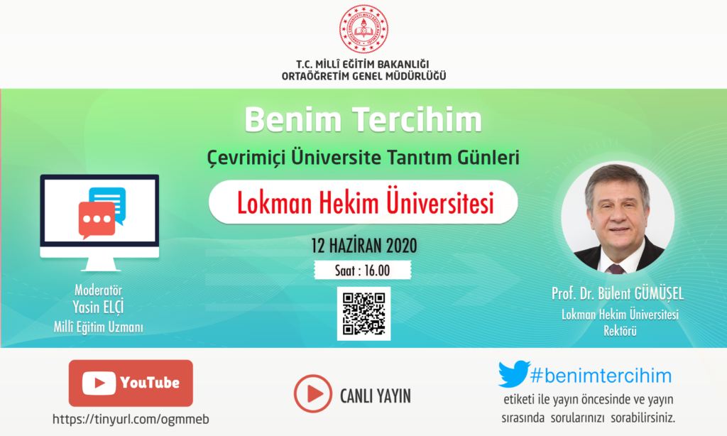Rektörümüz Ortaöğretim Genel Müdürlüğünün Koordine Ettiği ''benim Tercihim'' Çevrimiçi Seminer Konuğu Oluyor
