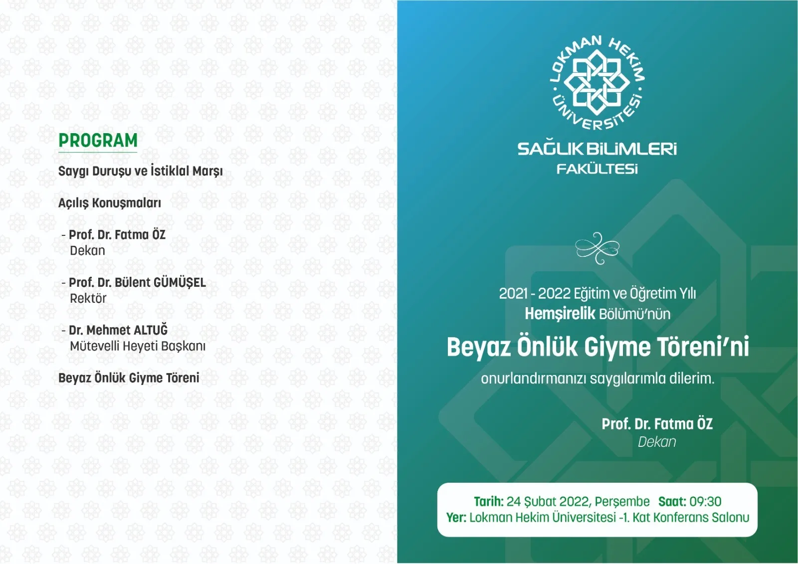 Hemşirelik Bölümü Beyaz Önlük Giyme Töreni